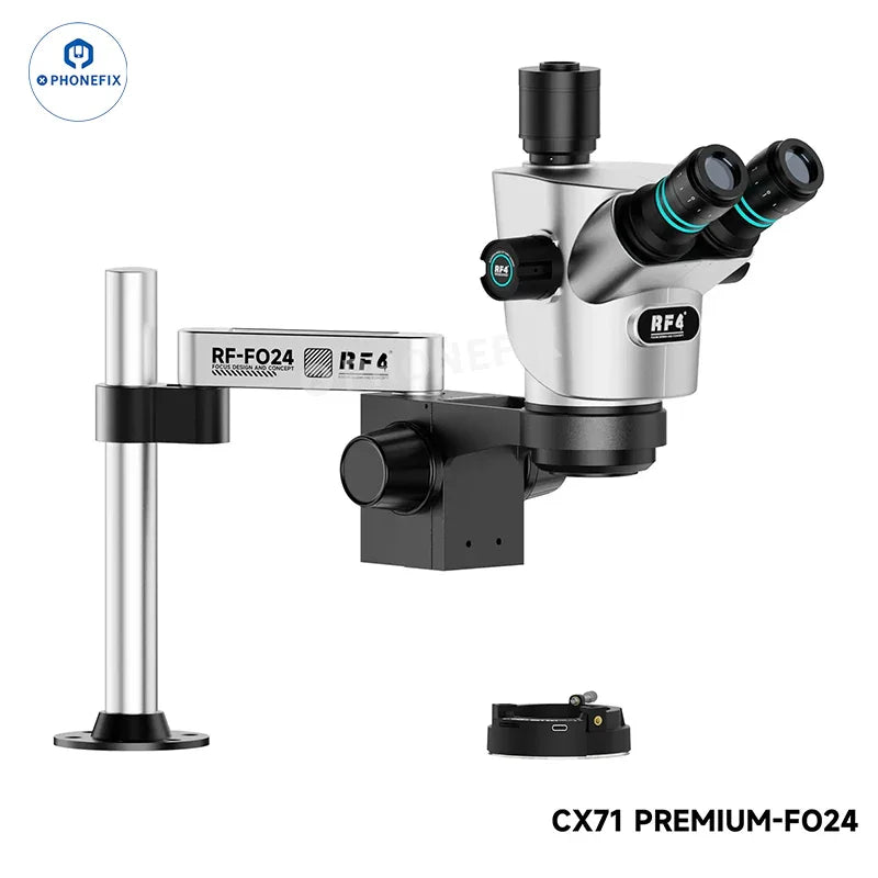RF4 CX71P 6.5-65X Trinocular Stereo Microscope with Stand & Camera