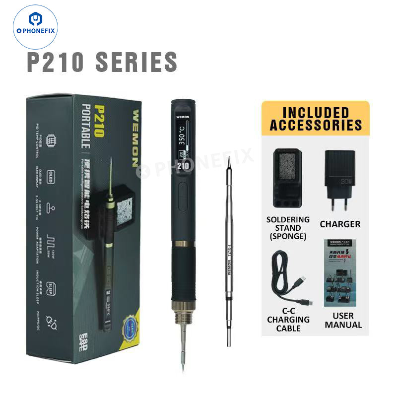 WEMON Portable Soldering Iron supports C115 C210 C245 T12 Tips