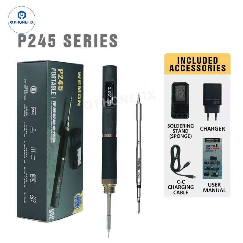 WEMON Portable Soldering Iron supports C115 C210 C245 T12 Tips