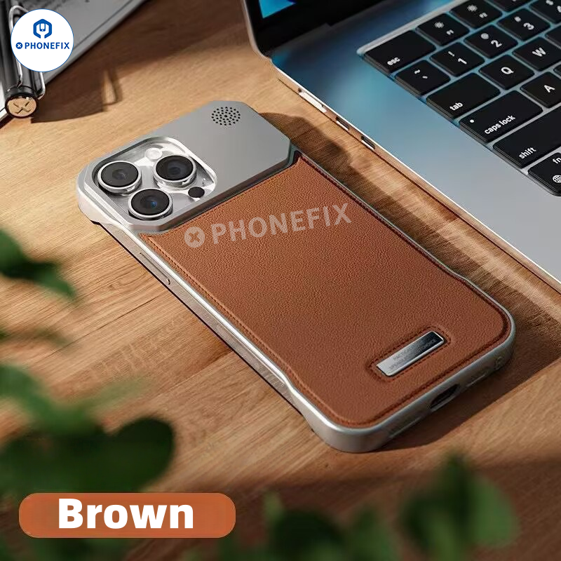 Metal Leather MagSafe Phone Case for iPhone 11–17 Pro Max