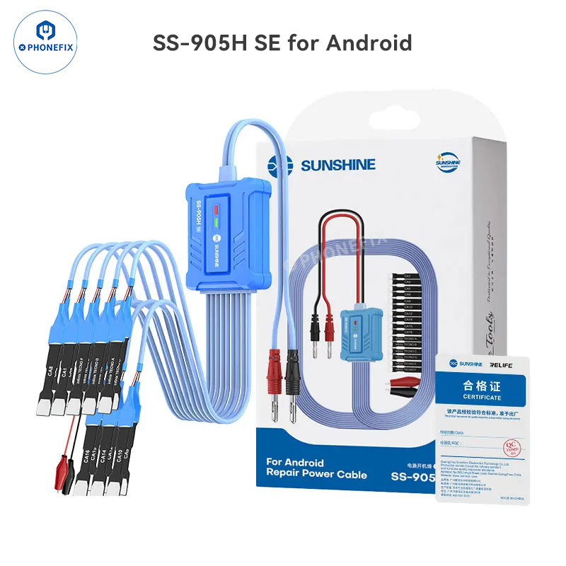PhoneFix SUNSHINE Android and iPhone control boot power supply test cable, durable power cable for device testing.
