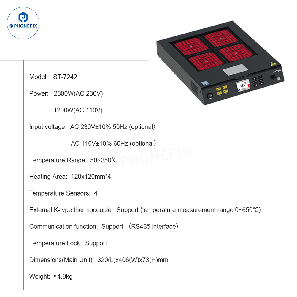 Atten ST-7242/ST-7322/TS-7700 Series Preheating Platform - CHINA PHONEFIX SHOP Team