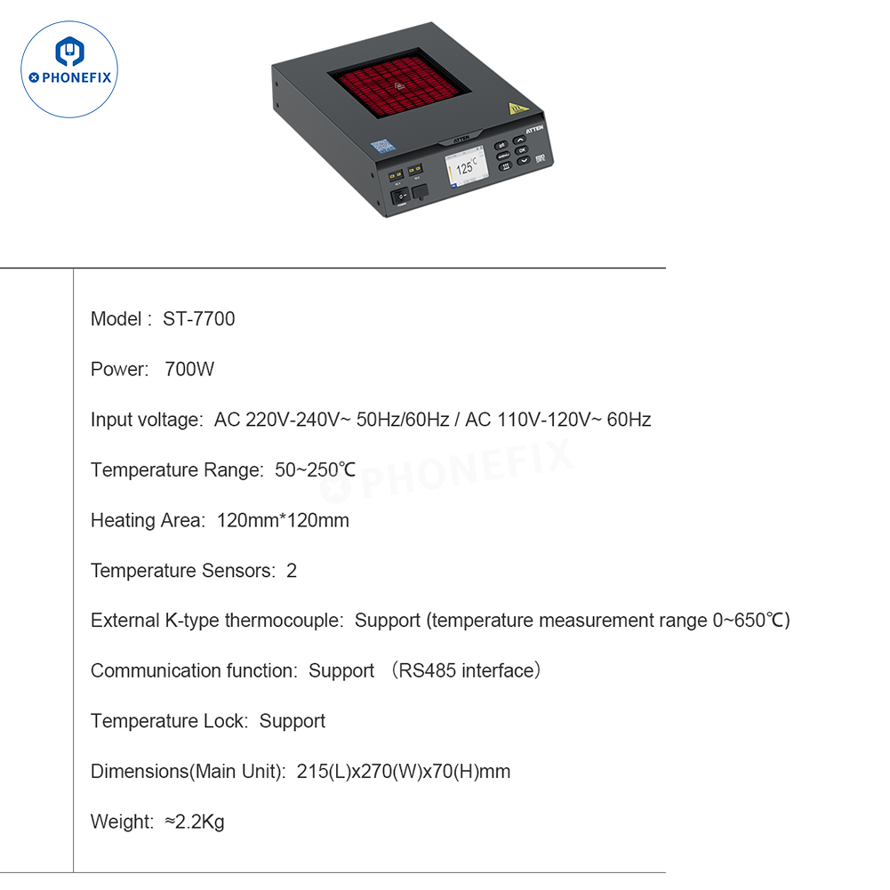 Atten ST-7242/ST-7322/TS-7700 Series Preheating Platform - CHINA PHONEFIX SHOP Team