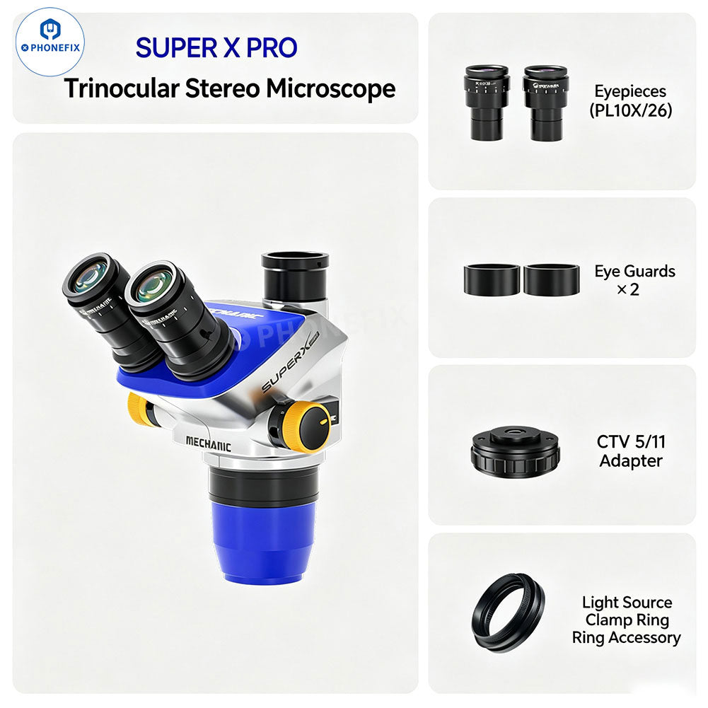 Super X Pro 6.5X-55X Trinocular Stereo Microscope Mechanic
