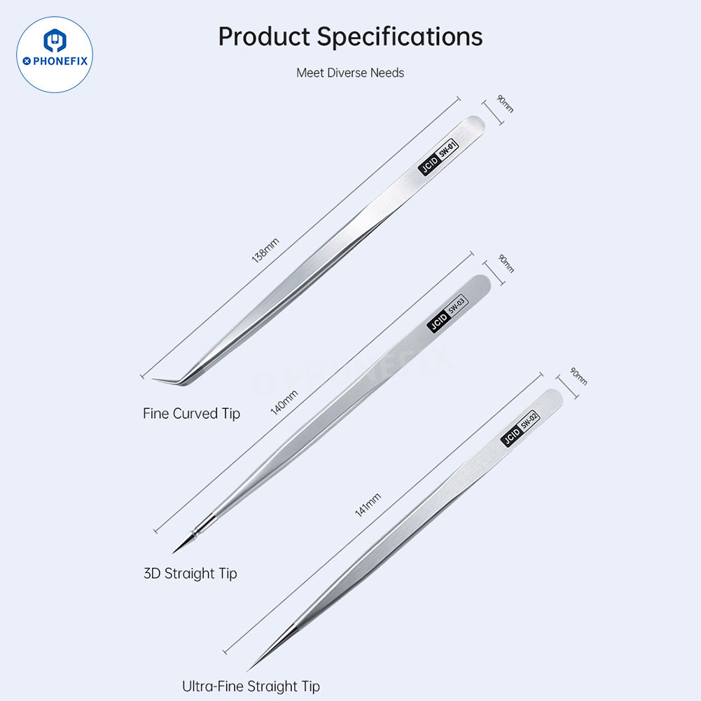 JCID Non-Magnetic 2D/3D Tweezers for Phone Precision Repair