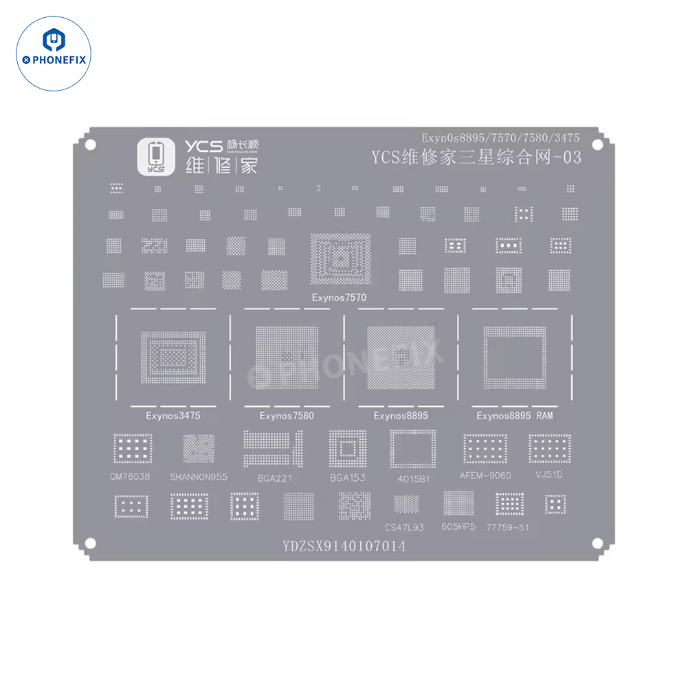 YCS Mobile BGA Reballing Stencils for iPhone Android Phones CPU Chip