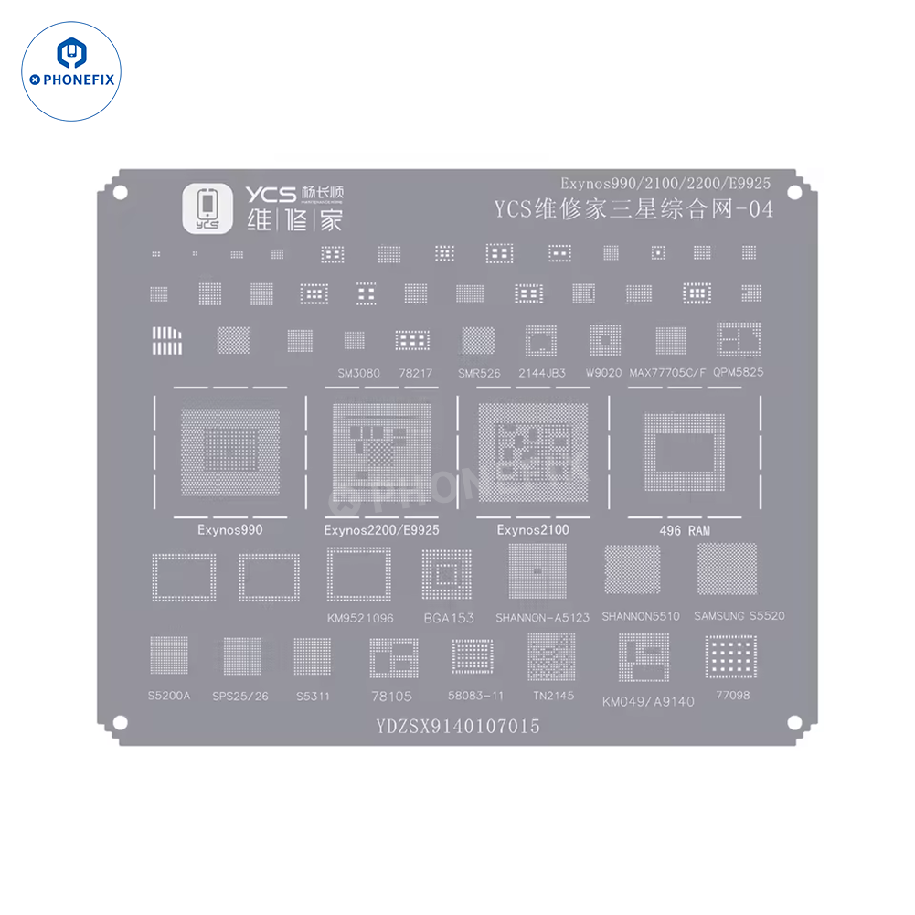 YCS Mobile BGA Reballing Stencils for iPhone Android Phones CPU Chip
