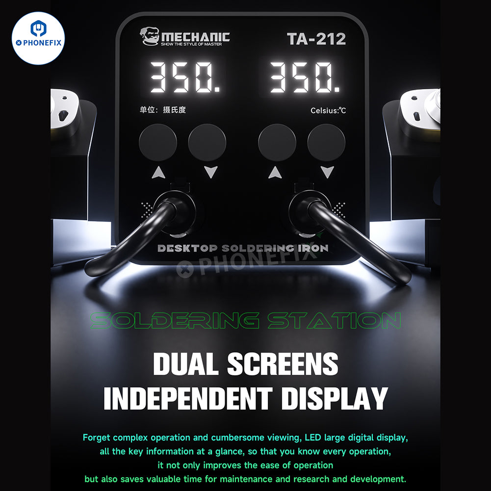 MECHANIC TA-212 Dual Soldering Station with T12 T210 Handle