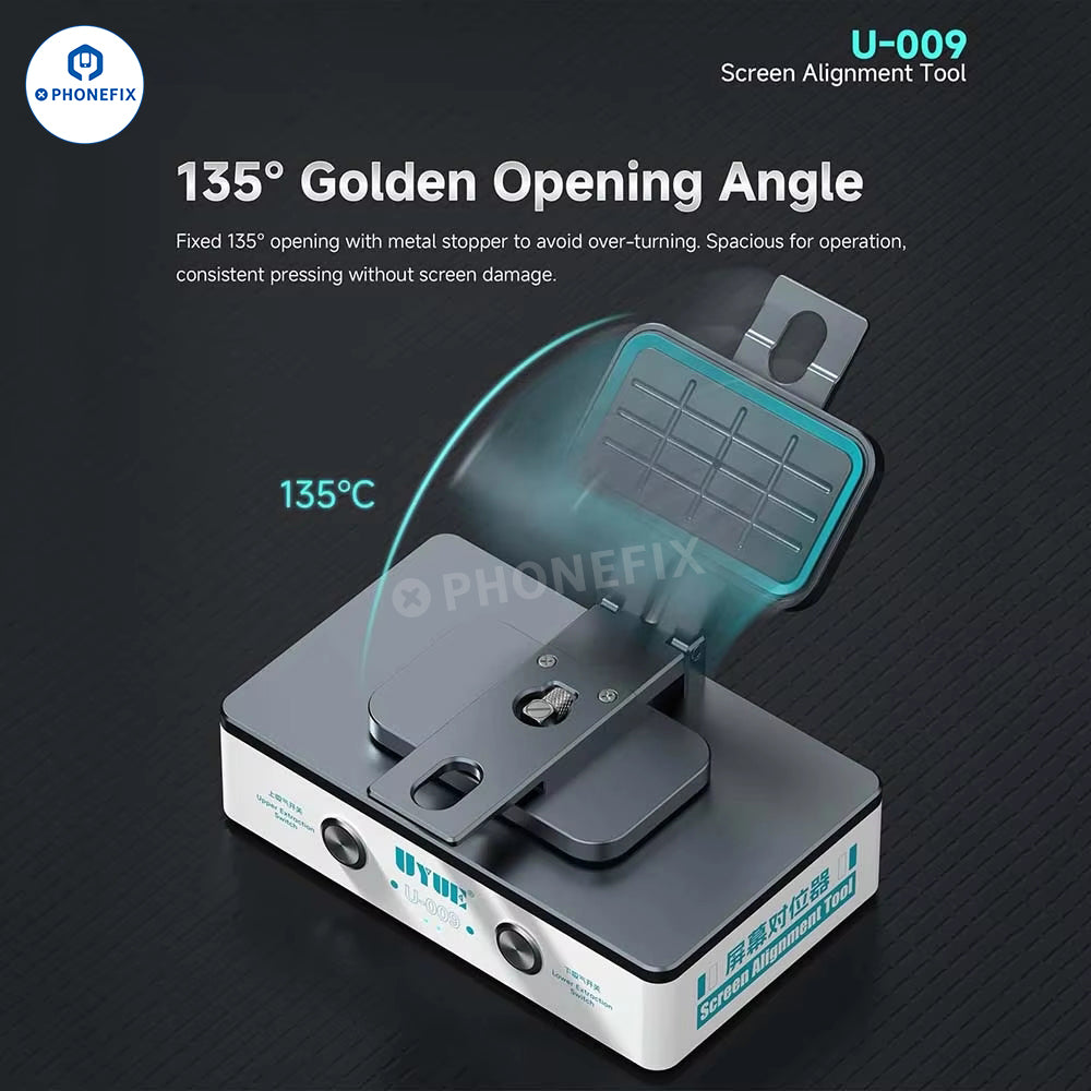 PhoneFIX LCD OCA bonding and alignment machine for phone screen repair, with precision tools for screen assembly.