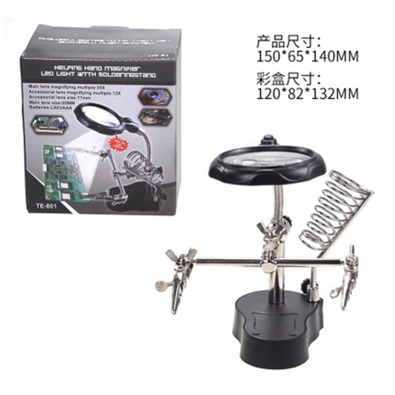 Adjustable Stand And Dual Clips With Magnifying Glass Soldering Tool