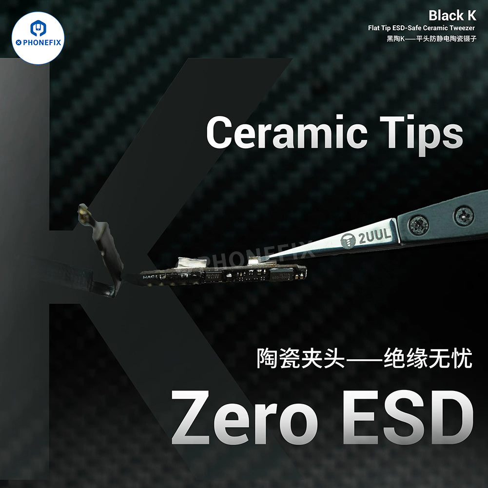 2UUL TW31 Ceramic Tweezers IC Component Disassembly Pickup Tool