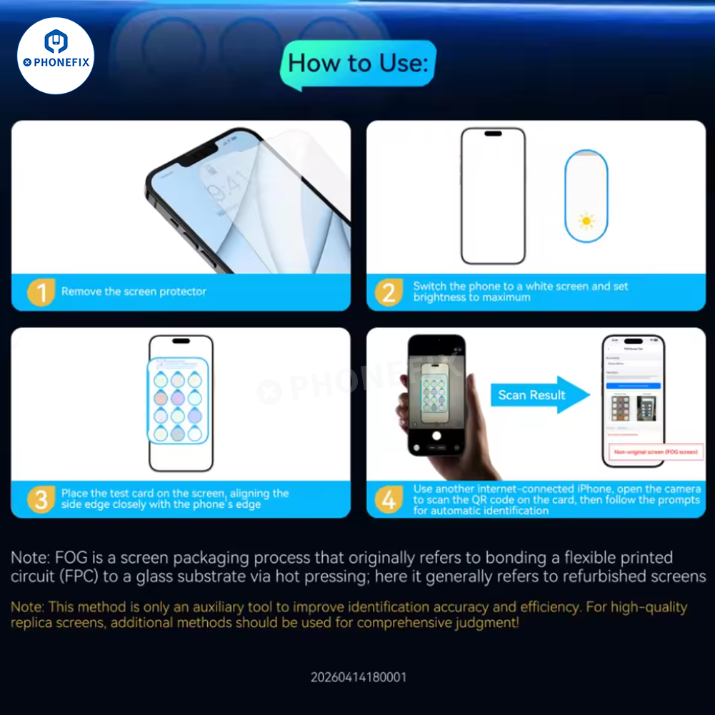 FOG Screen Authenticity Tester for iPhone 12–17 Series: Non-Dismantling Intelligent Verification Tool - CHINA PHONEFIX SHOP Team