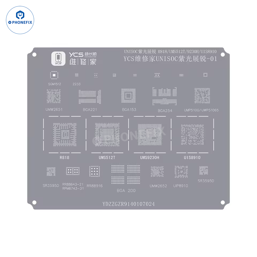 YCS Mobile BGA Reballing Stencils for iPhone Android Phones CPU Chip