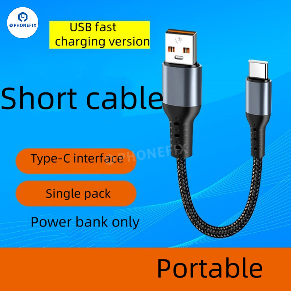Braided Short Fast Charging Cable for iPhone Android Type-C