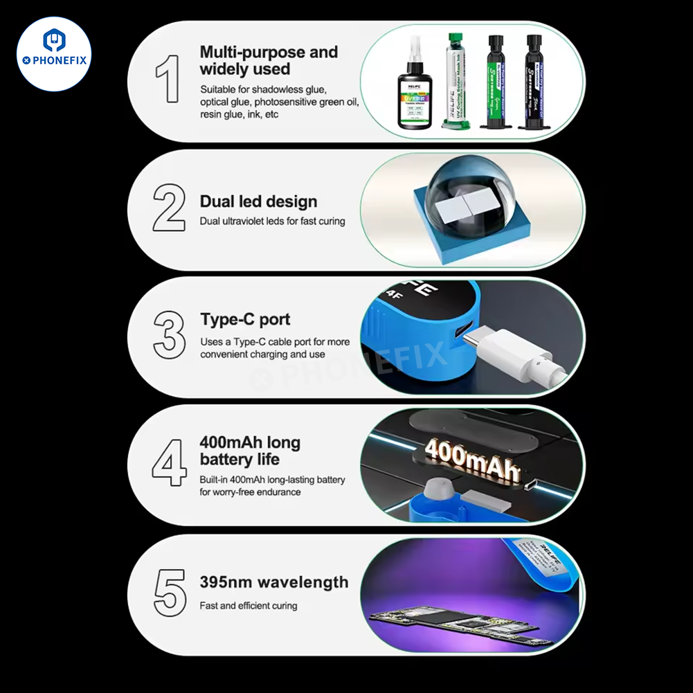 RELIFE RL-014 Series Portable UV Curing Lamp for UV Glue Phone Repair - CHINA PHONEFIX SHOP Team