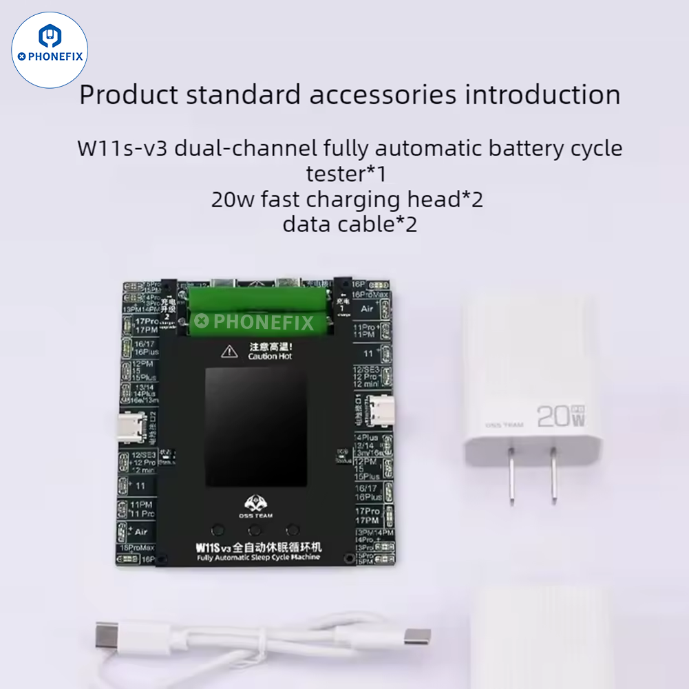 OSS W11S Dual-Channel Battery Cycle Tester For iPhone 11-17 Pro Max