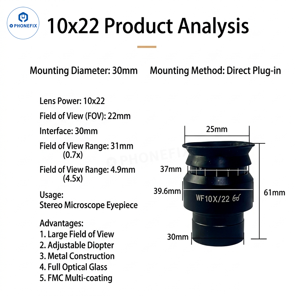 30mm Diopter 10X 20X Wide-angle Eyepiece for Stereo Microscopes