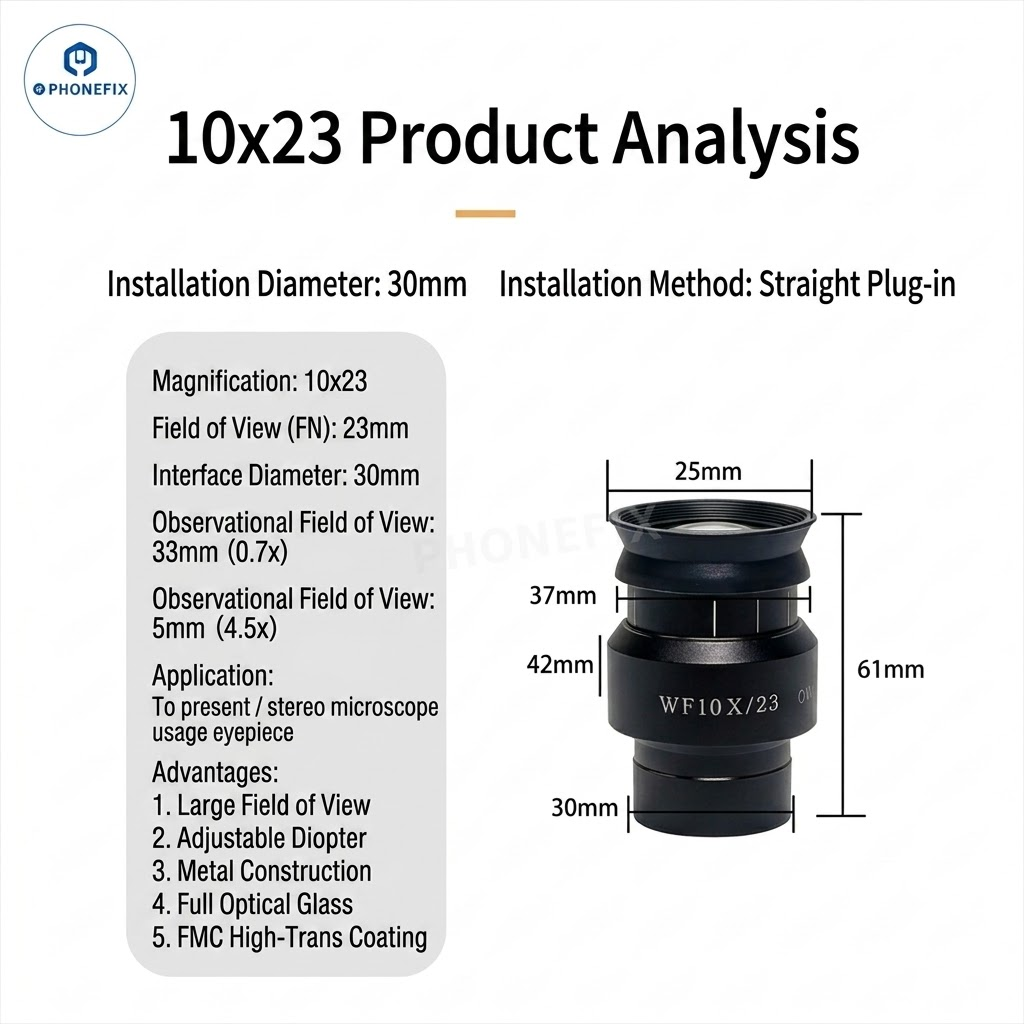 30mm Diopter 10X 20X Wide-angle Eyepiece for Stereo Microscopes