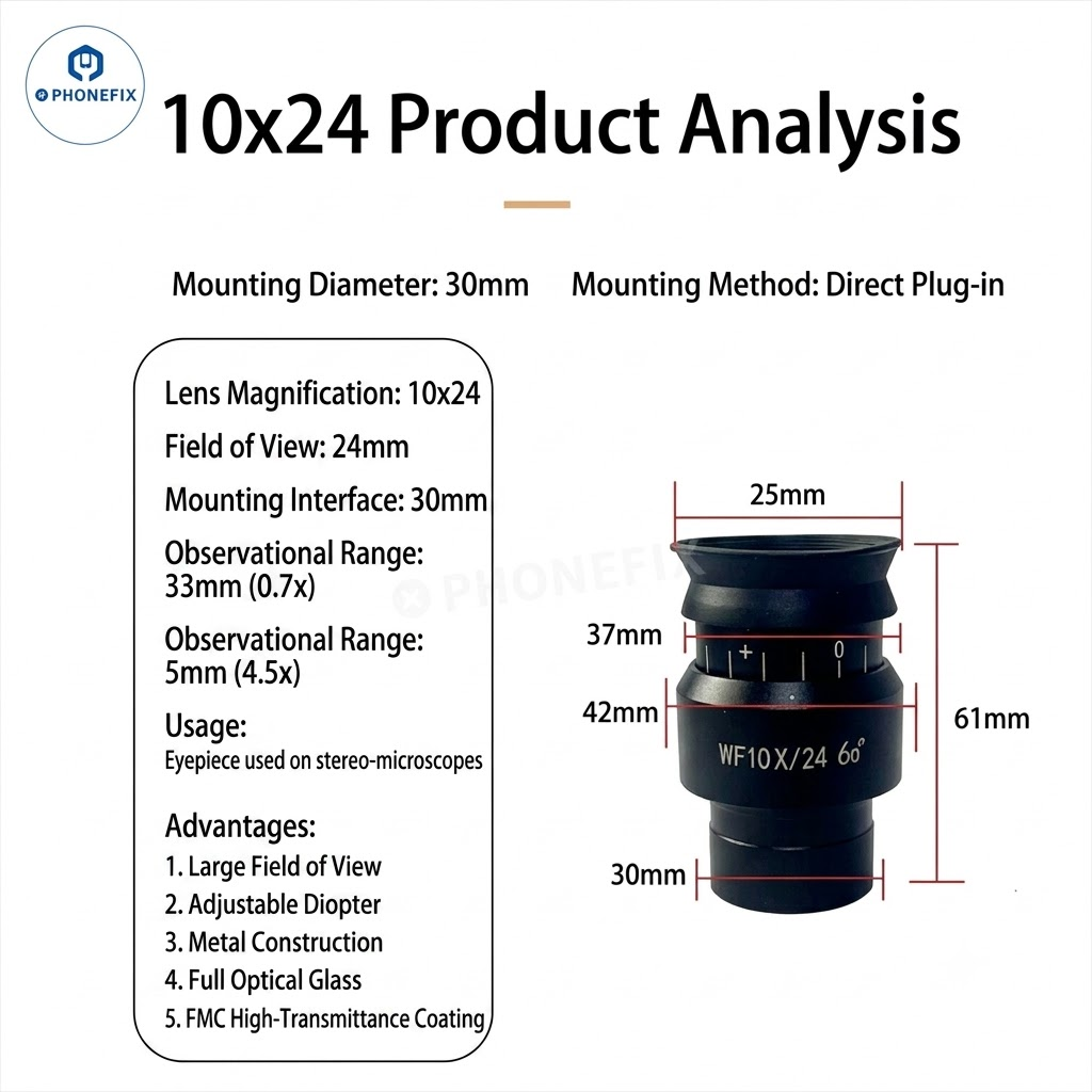 30mm Diopter 10X 20X Wide-angle Eyepiece for Stereo Microscopes
