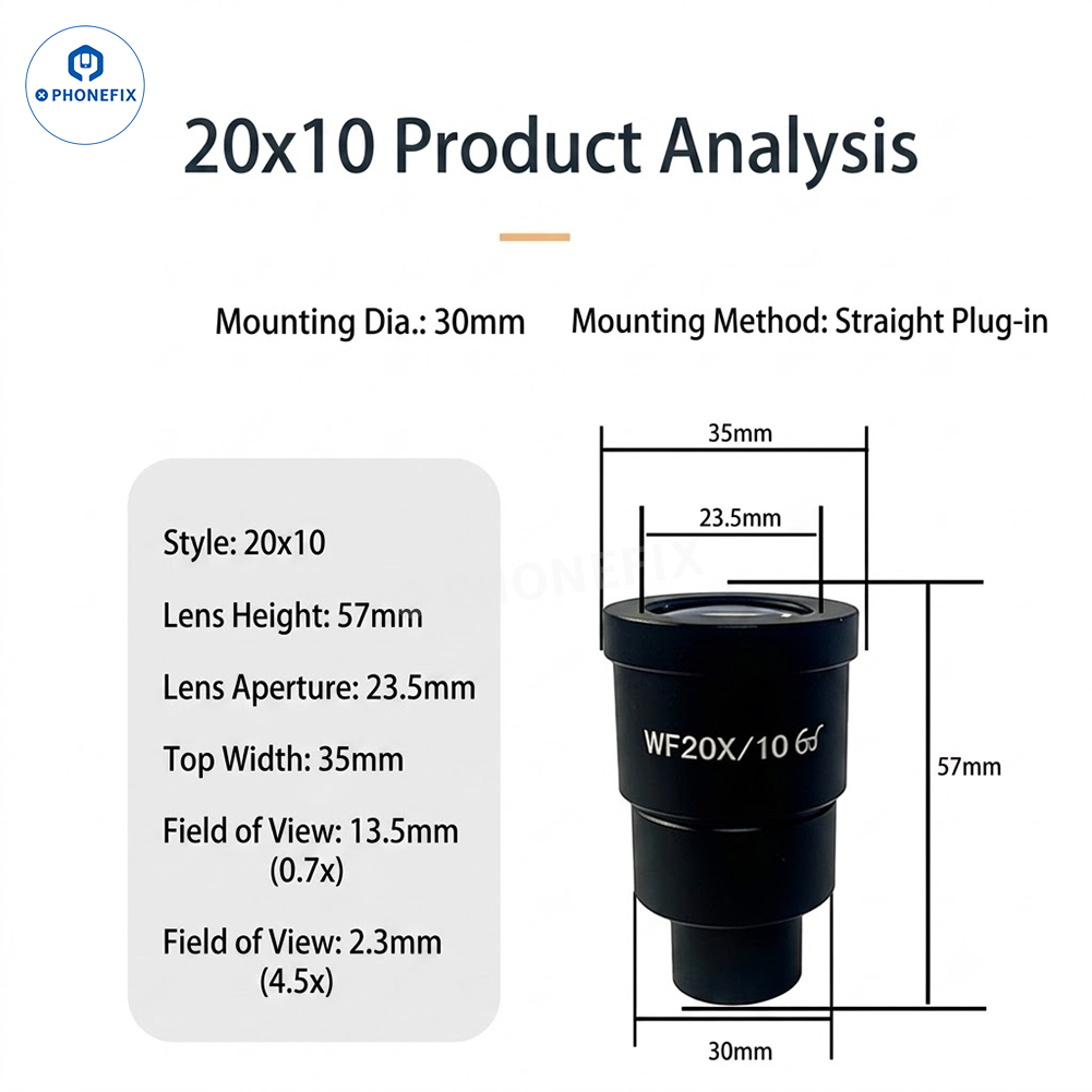 30mm Non-Diopter 10X 20X Eyepiece for Stereo Microscopes