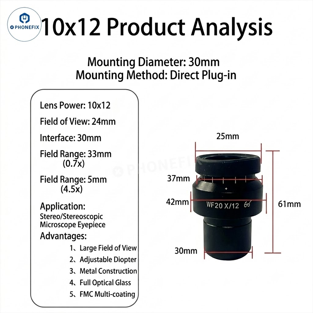 30mm Diopter 10X 20X Wide-angle Eyepiece for Stereo Microscopes