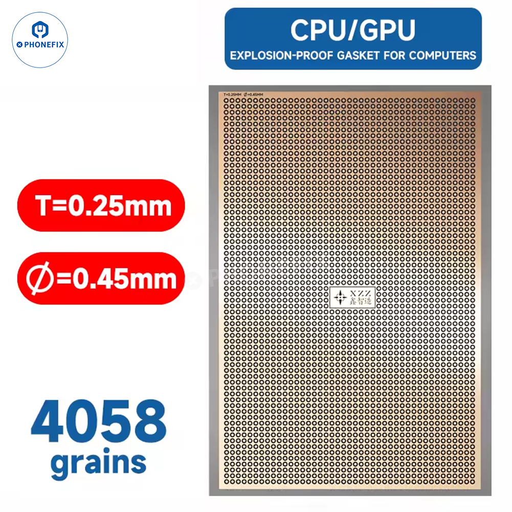 XZZ 0.25mm explosion-proof gasket for BGA reballing stencil, used in PC repair for CPU and GPU welding applications