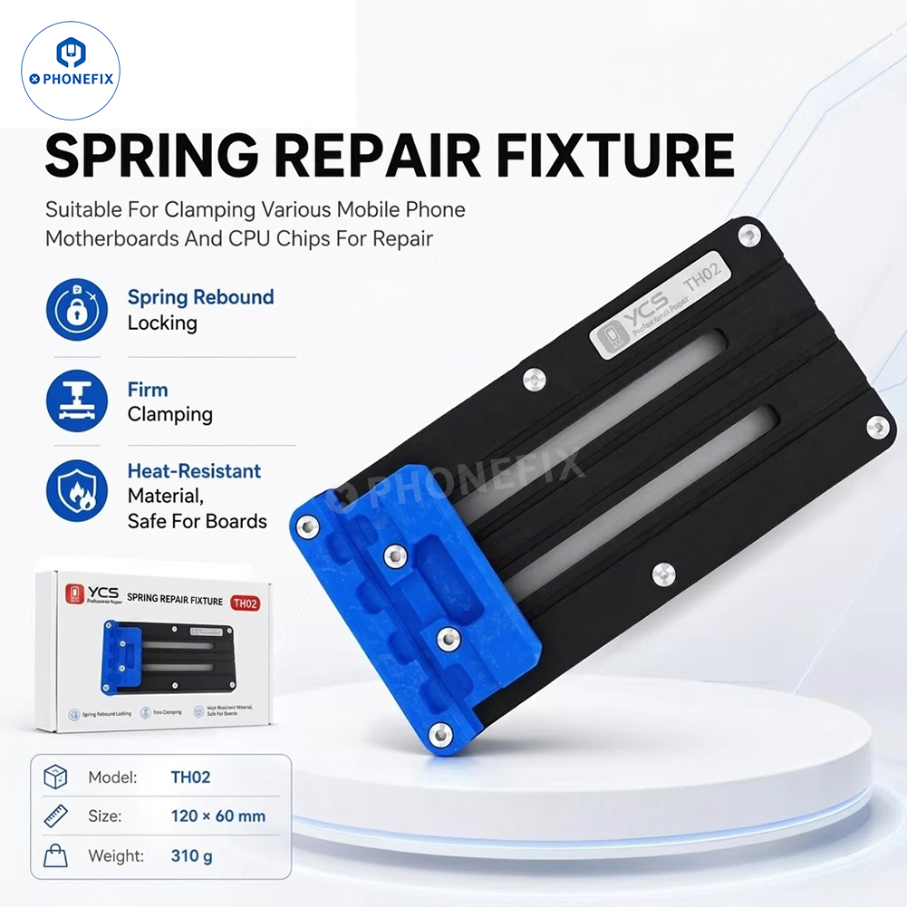 YCS TH02 Spring Motherboard Clamp Fixture for phone CPU IC soldering, used for testing and holding motherboard components.