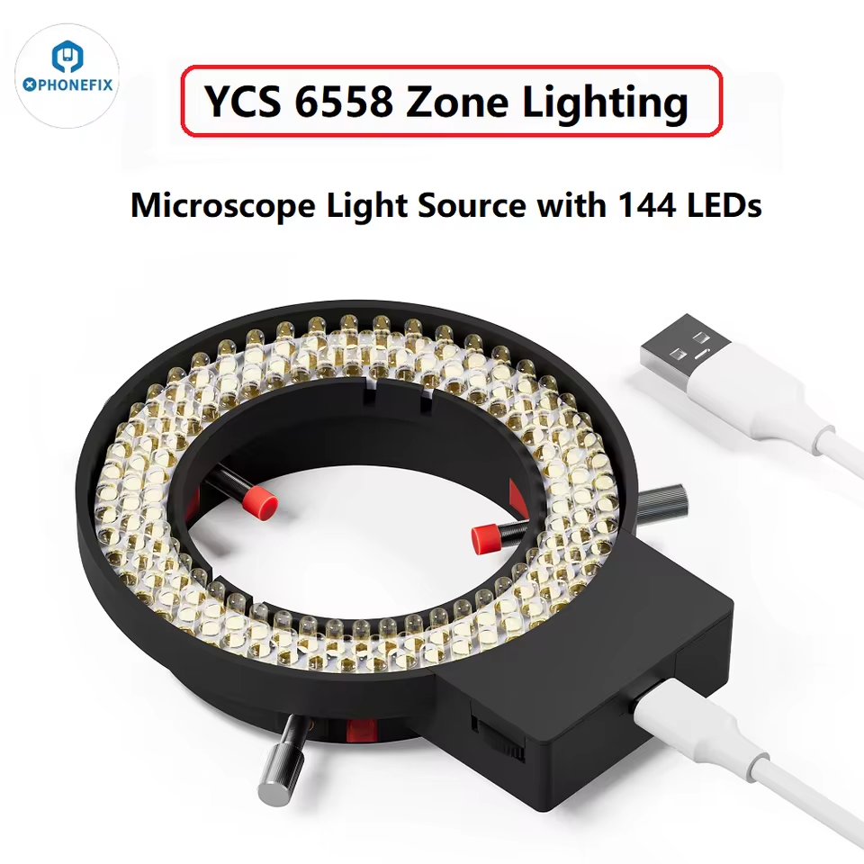 YCS Microscope Swing Arm Bracket 144 LED Ring Light Source