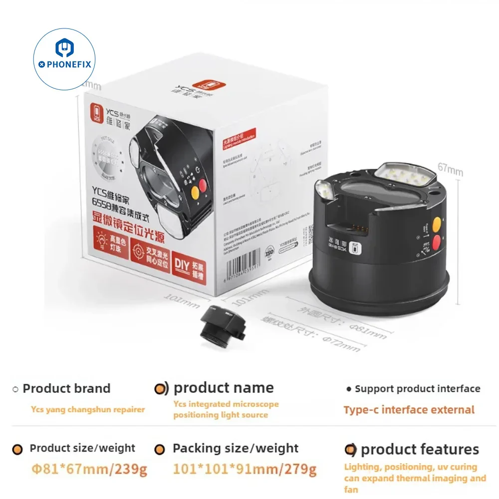 YCS 6558S 6558XS 6.5-58X Zoom HD Trinocular Microscope with 4K Camera