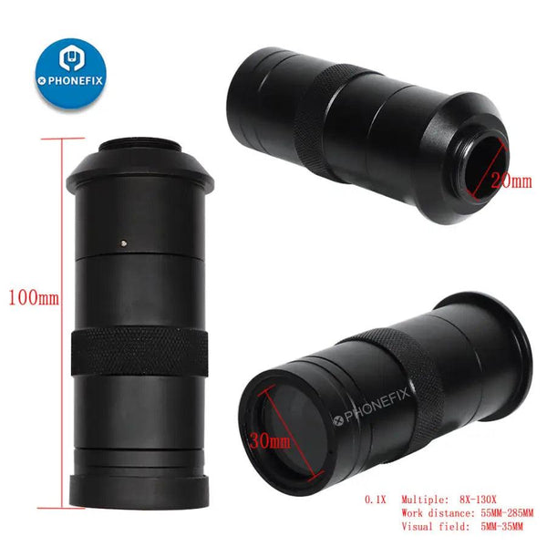 Adjustable 130X 200X 250X Zoom C-mount Lens For Microscope Camera - CHINA PHONEFIX