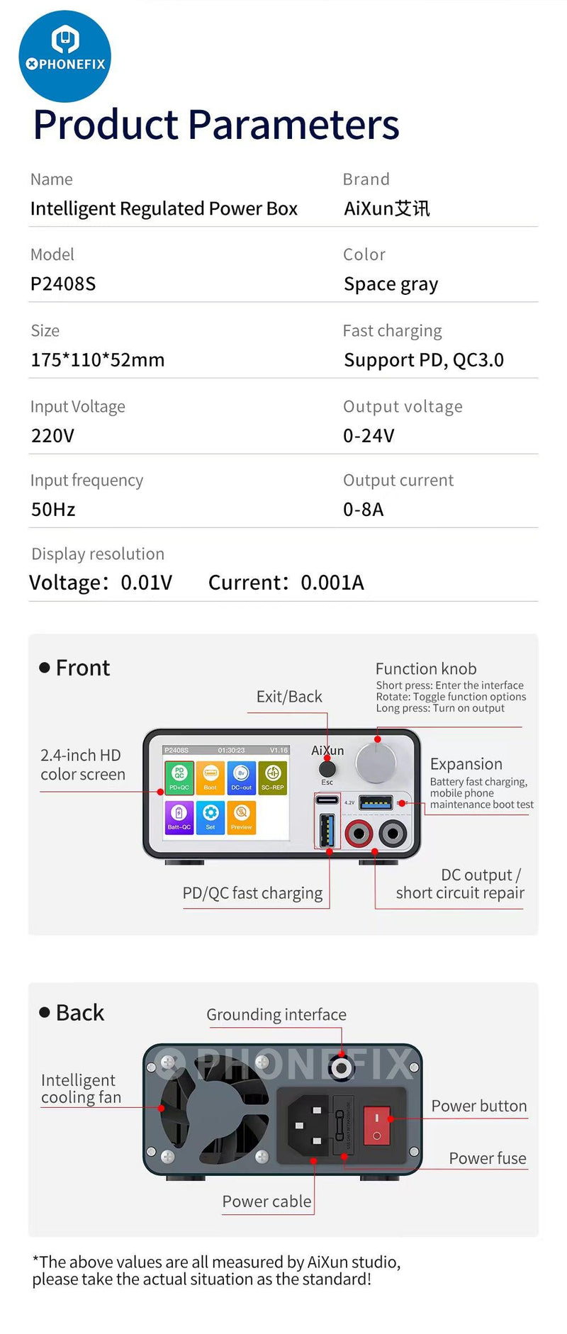 AiXun P3208 Smart Regulated Power Supply For iPhone 6-14 Pro Max - CHINA PHONEFIX