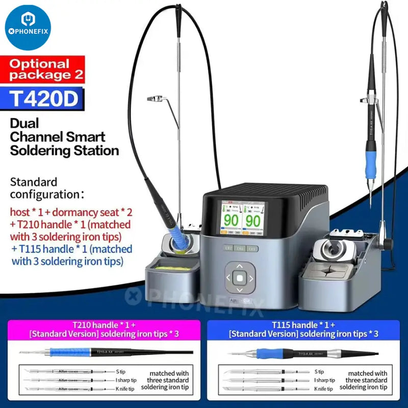 AIXUN T420D Dual Channel Soldering Station With T245 T210