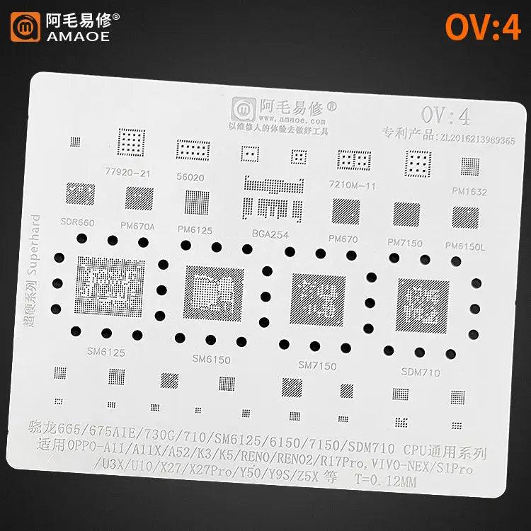 Amaoe BGA Reballing Stencil For Oppo Vivo CPU OV1-OV6 - OV4