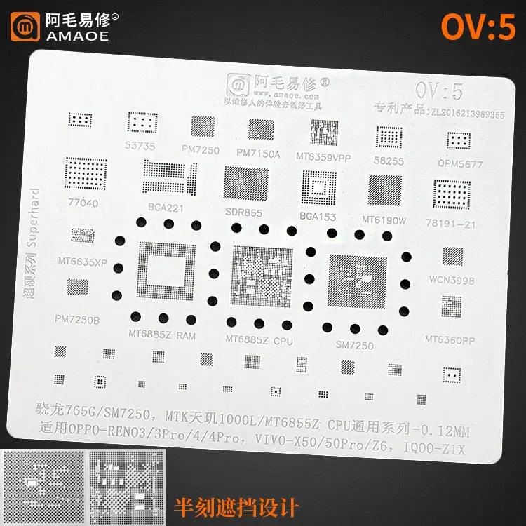 Amaoe BGA Reballing Stencil For Oppo Vivo CPU OV1-OV6 - OV5