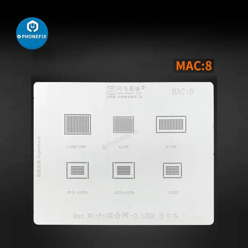 Amaoe Reballing Stencil Steel Mesh MAC:1-8 BGA CPU SSD Stencil - CHINA PHONEFIX