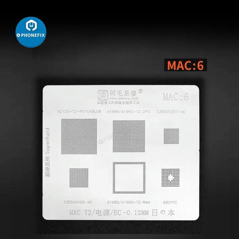 Amaoe Reballing Stencil Steel Mesh MAC:1-8 BGA CPU SSD Stencil - CHINA PHONEFIX