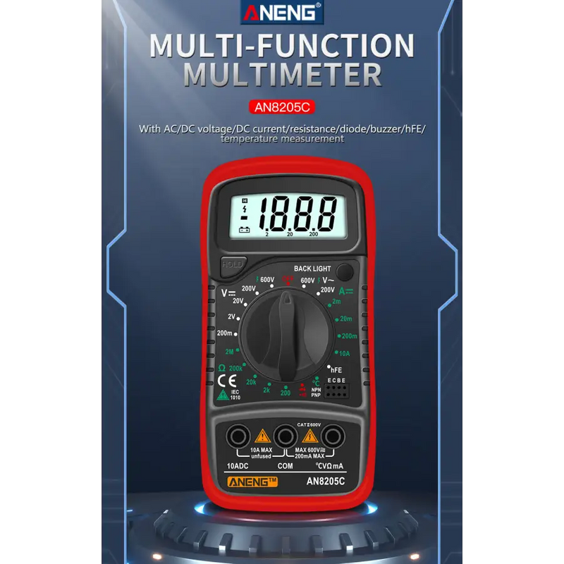 AN8205C Digital Multimeter AC/DC Volt Meter DC Ammeter