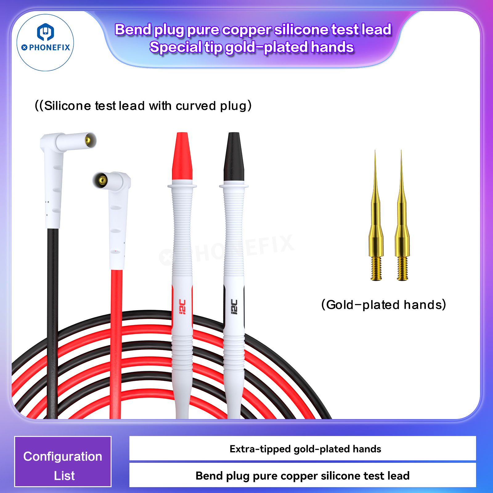 i2C Pure Copper Silicone Test Pen Multimeter Gold-Plated Probe Tip