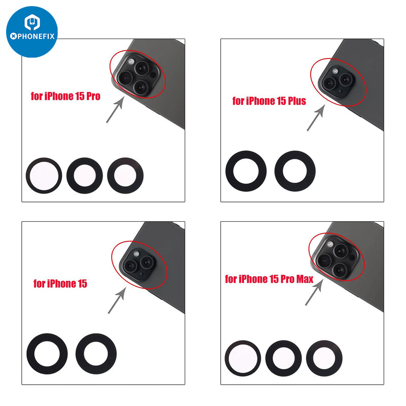 Replacement For iPhone X-15 Pro Max Rear Camera Glass Lens