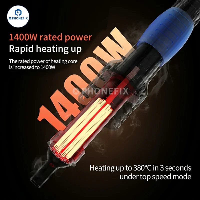 AiXun H314 1400W hot air gun BGA rework station with digital controls and ergonomic design for electronic repairs.