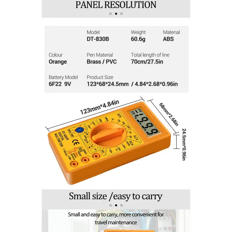 DT830B Digital Multimeter LCD Voltmeter Ammeter Ohm Tester