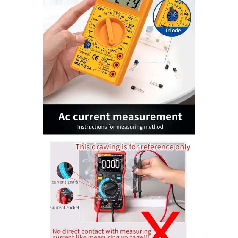 DT830B Digital Multimeter LCD Voltmeter Ammeter Ohm Tester
