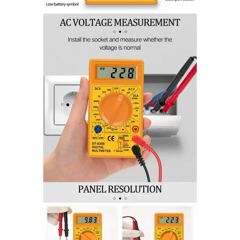 DT830B Digital Multimeter LCD Voltmeter Ammeter Ohm Tester
