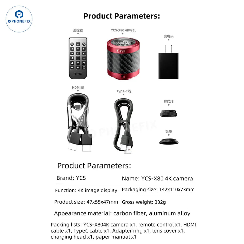 YCS Microscope X80 4K Camera for Mobile Phone Repair