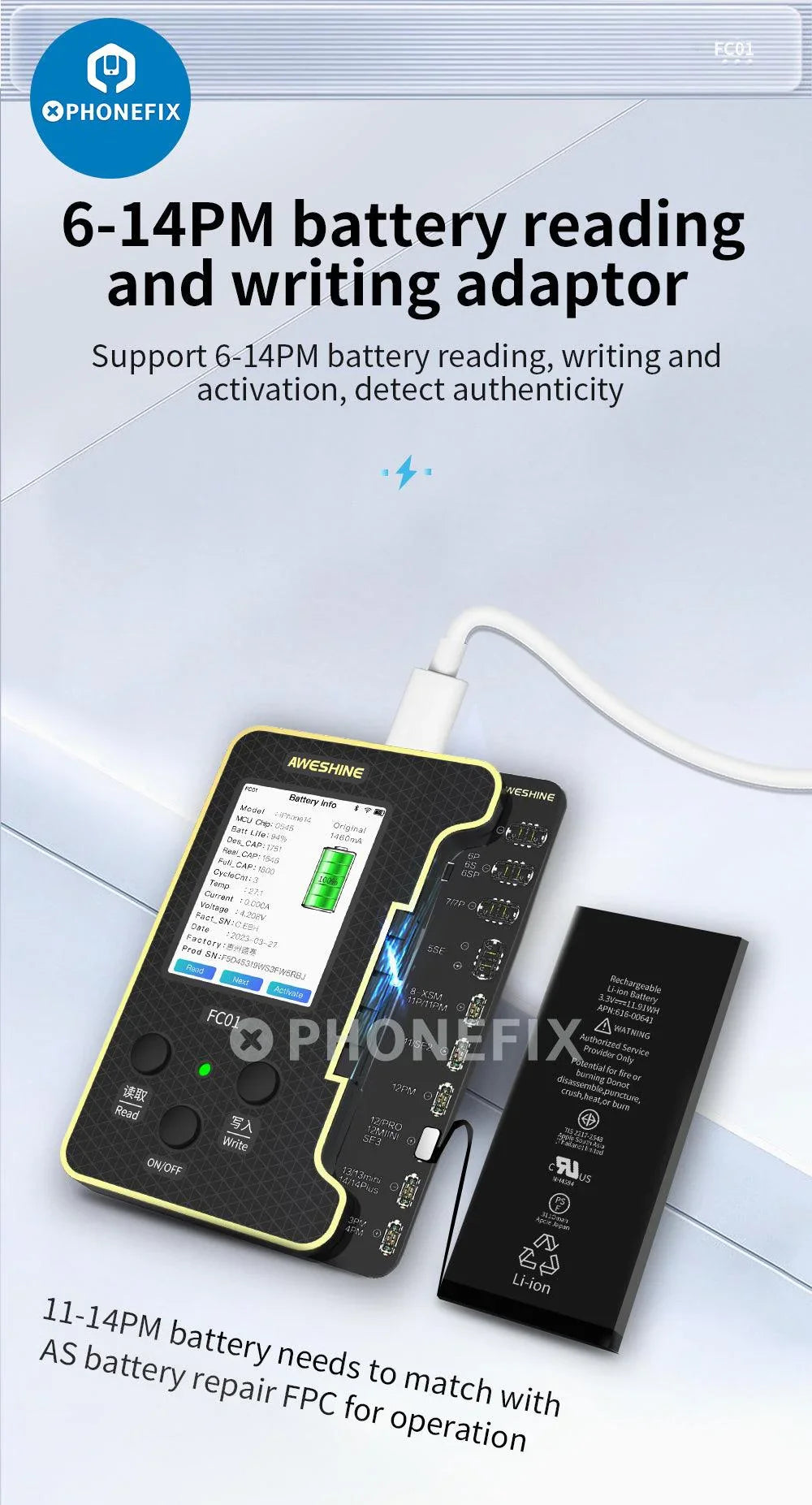 FC01 Face ID Dot Matrix Battery Activation Programmer For iPhone