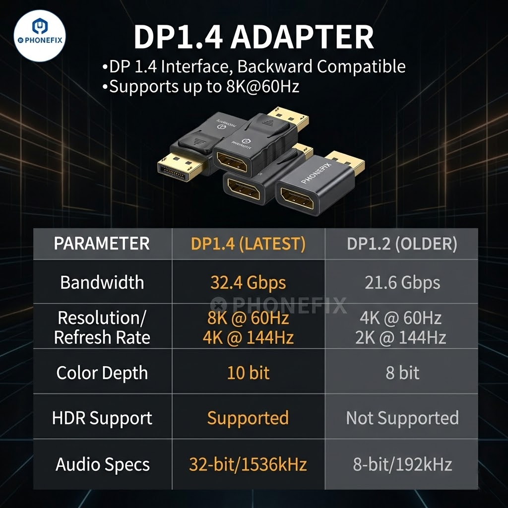 8K 60Hz DP1.4 DisplayPort Extension Adapter for DP Cable Extension