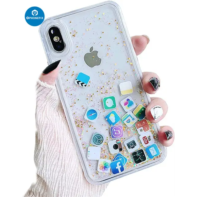 Glitter Liquid Quicksand Back Cover For iPhone 6-14Pro Max