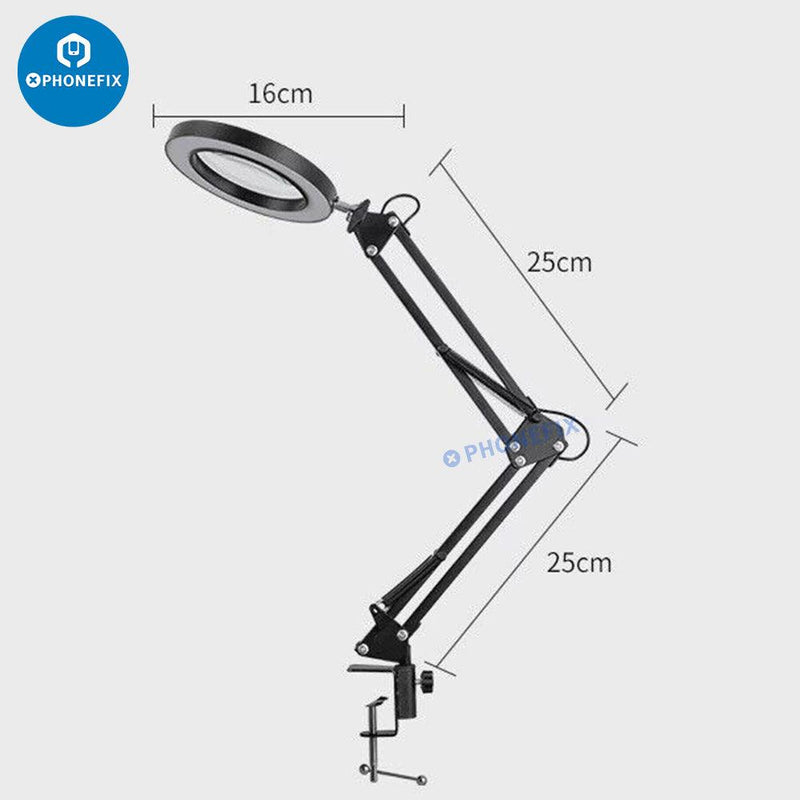 HD 30X Magnifying Glass With USB 3 Color Light Metal Clip Stand - CHINA PHONEFIX