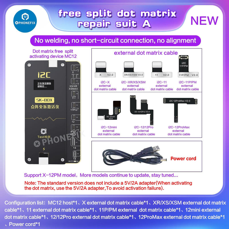i2C MC12 Dot Matrix Repair Cable Fix iPhone Face ID Without Soldering - CHINA PHONEFIX