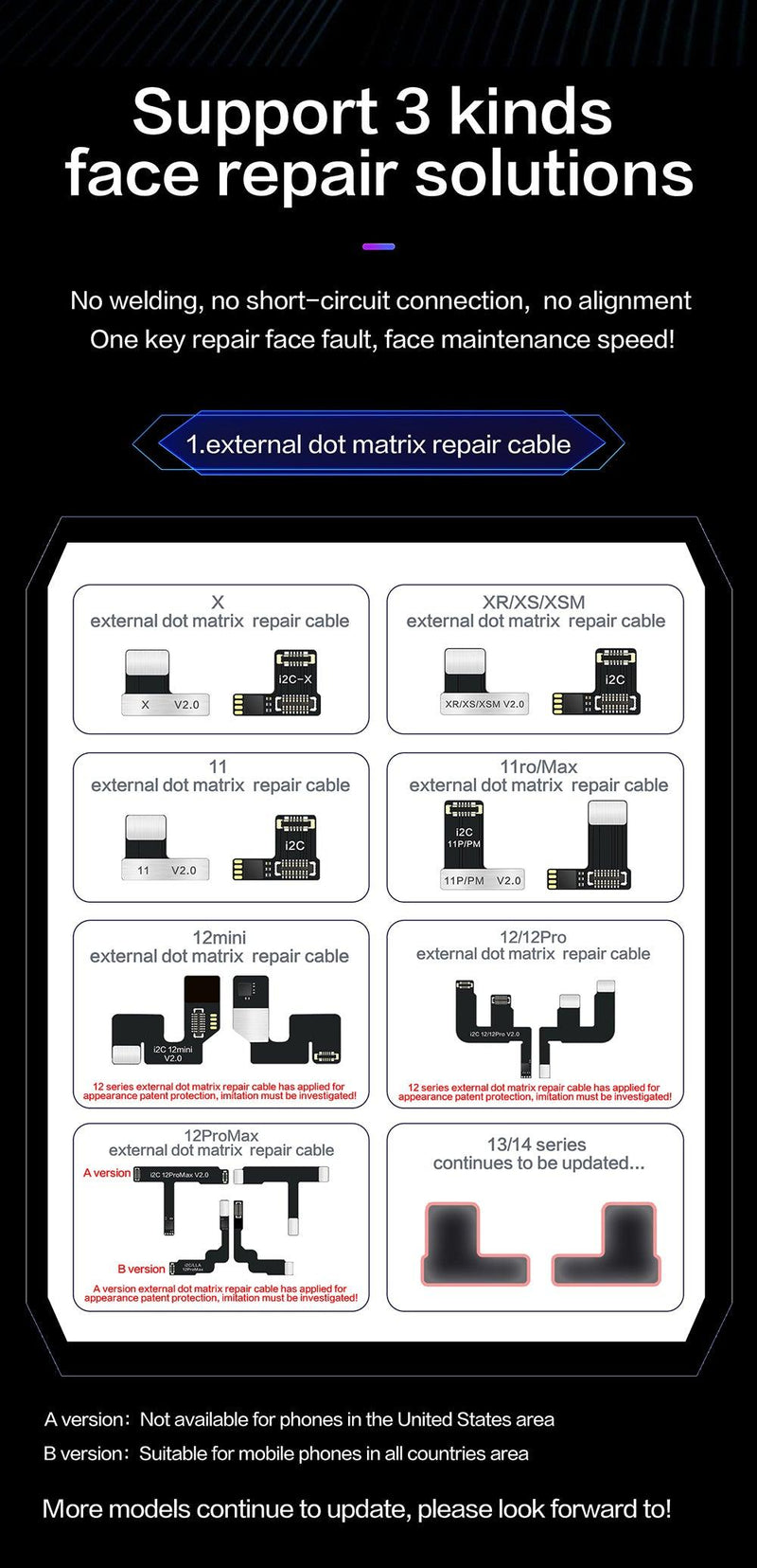 i2C MC14 Dot Matrix Repair Instrument for iPhone X-14PM iPad Pro 3/4 - CHINA PHONEFIX